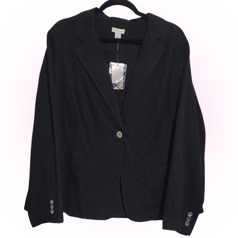 ELEGANT BLACK LACE NWT WOMEN'S BLAZER CHICO'S 3 XL 1X